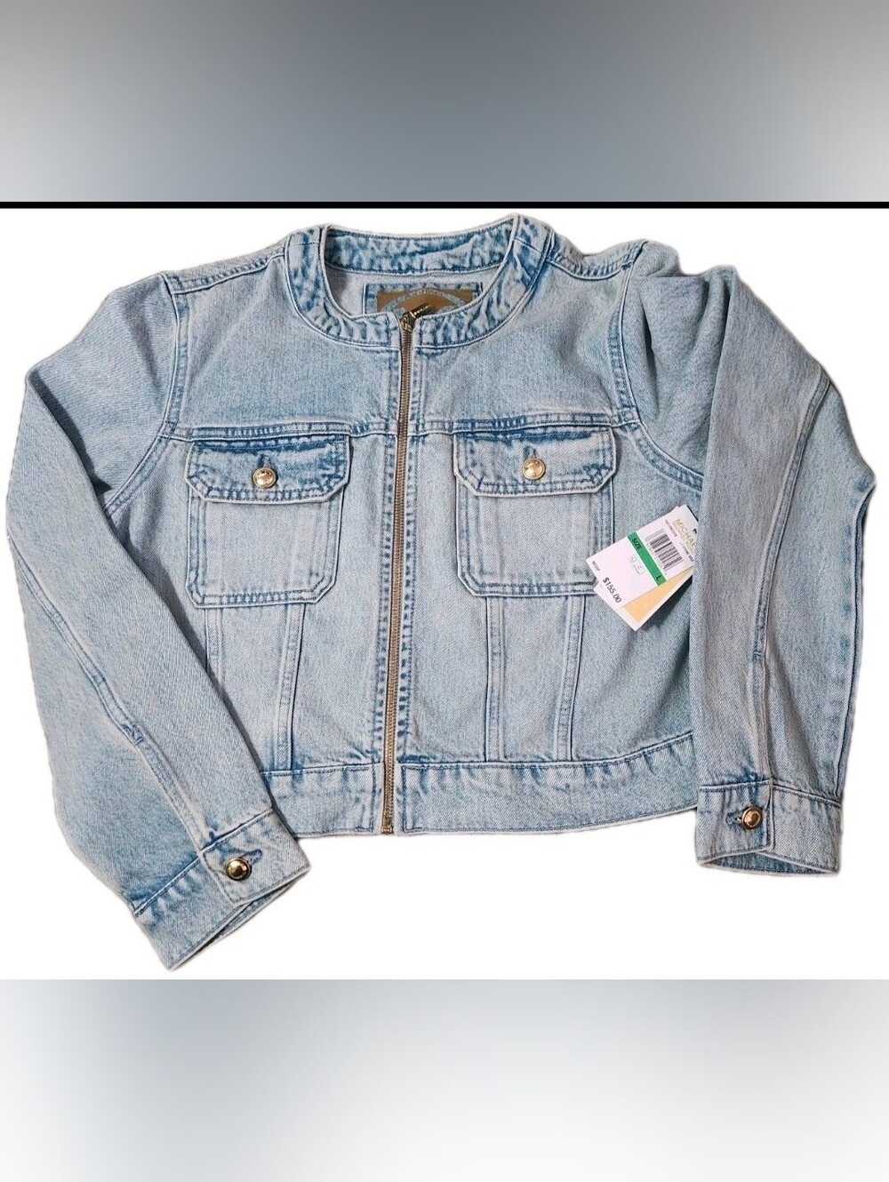 NWT Michael Kors Light Blue Denim Zip Jacket